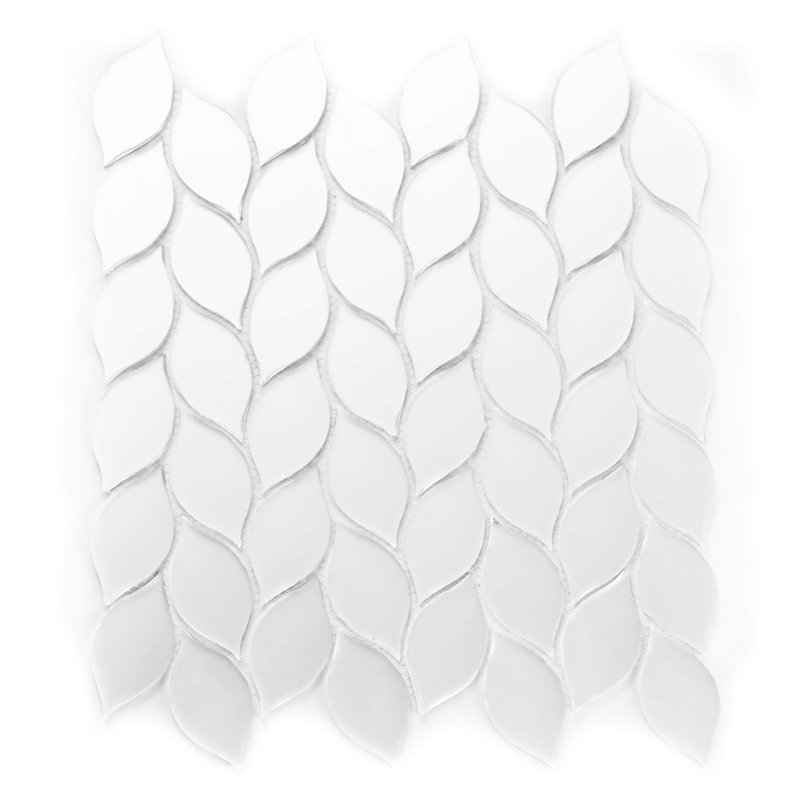 Art Deco Frosted 1.25" x 3" Glass Mosaic Peel and Stick Wall Tile, Snowy Morning Matte