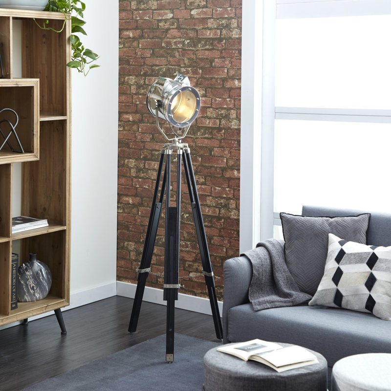 Lampe sur pied en bois noir Miky 29 po x 29 po x 71 po