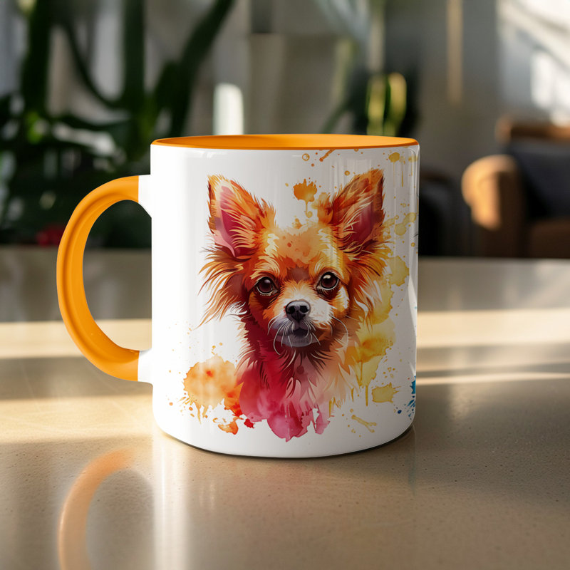 Watercolor Golden Retriever Design 11oz Coffee Mug, 2, Orange