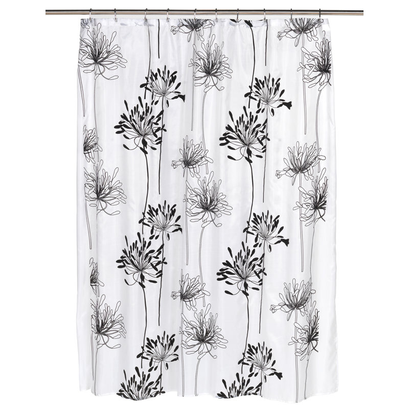 Floral Shower Curtain, Black/White
