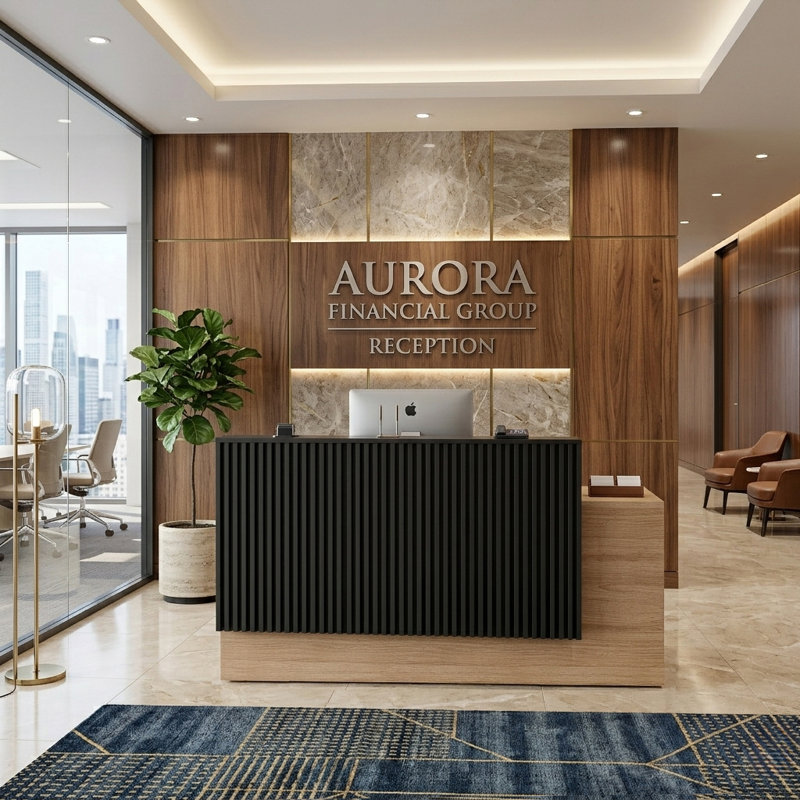 72" Minimalist Fluted Reception Desk – Sleek Professional Counter, 39.26" H x 72" W x 29.13" D