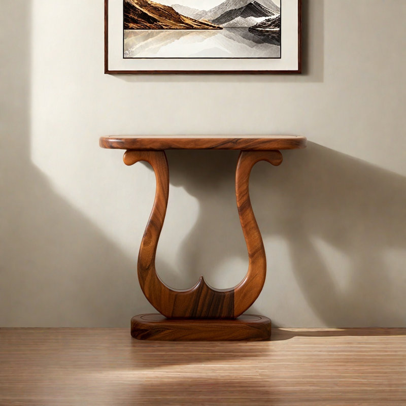 Console en bois massif noyer moderne, H 31,5 po x l 31,5 po x P 9,84 po, Brun