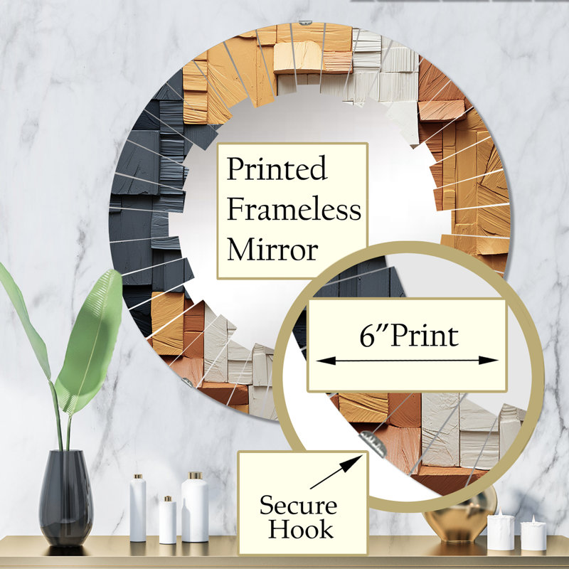 Serifos - Miroir mural moderne rond, 32 po x 32 po