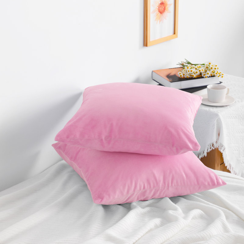 Housse de coussin carré à fermeture à glissière, housse en velours de luxe, très douce - NTBAY, Rose / Mauve