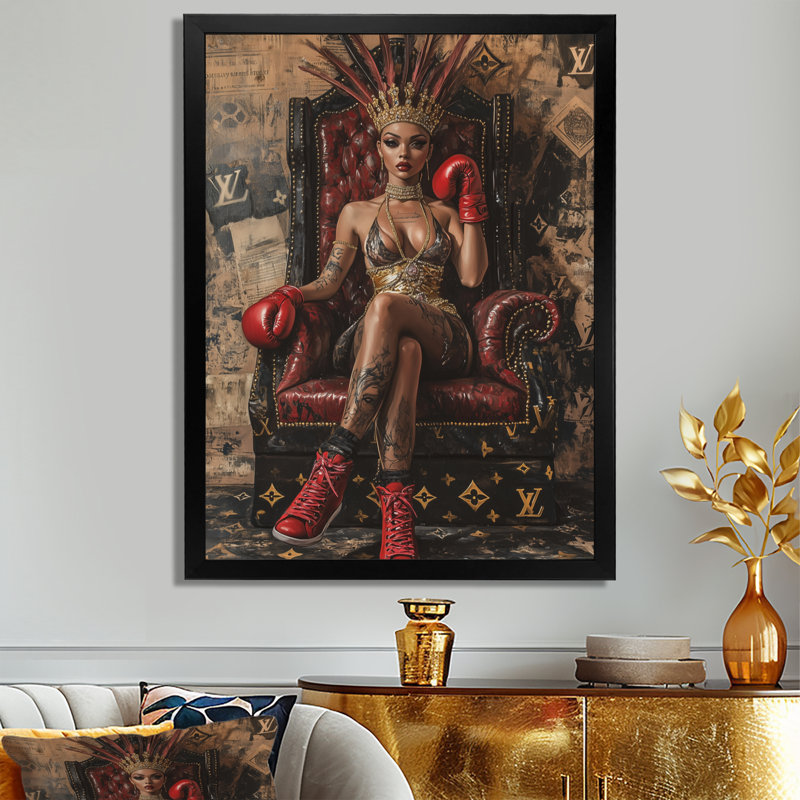 «Don't Mess With Me Boxing Babe» - Décoration murale mode pour fille, Sans cadre, métal, H 32 po x l 24 po