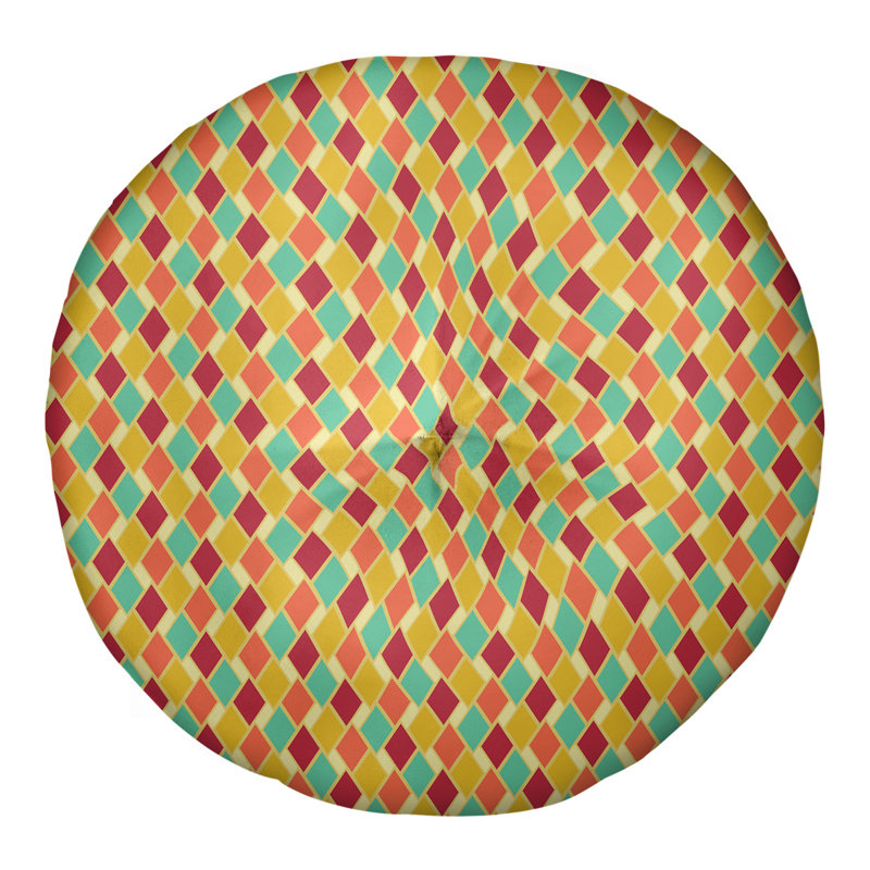Coussin de sol Katelyn Elizabeth, 26 po x 26 po, Jaune et orange