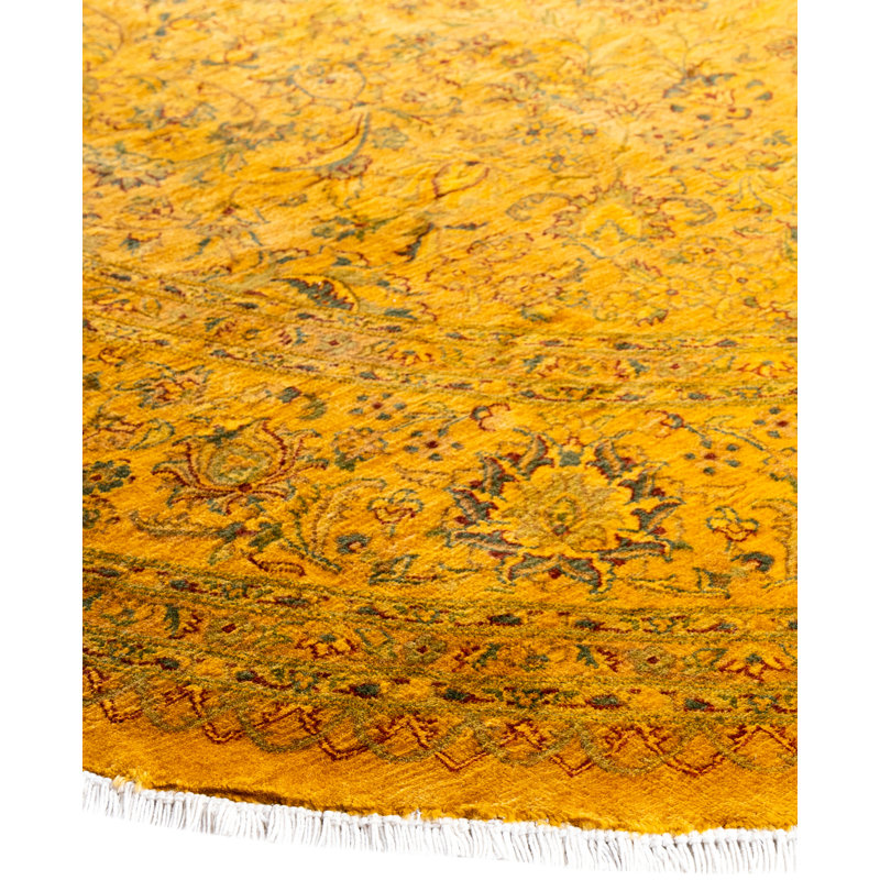 Overdyed Hand-Knotted Wool Modern-Contemporary Yellow Area Rug 8' 2" x 8' 2"