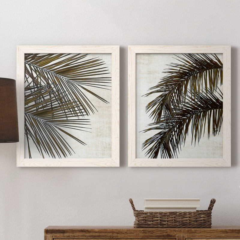 Palm I - ensemble de 2 peintures sur toile encadrées, H 31,5 po x l 47 po x P 1,5 po, Blanc