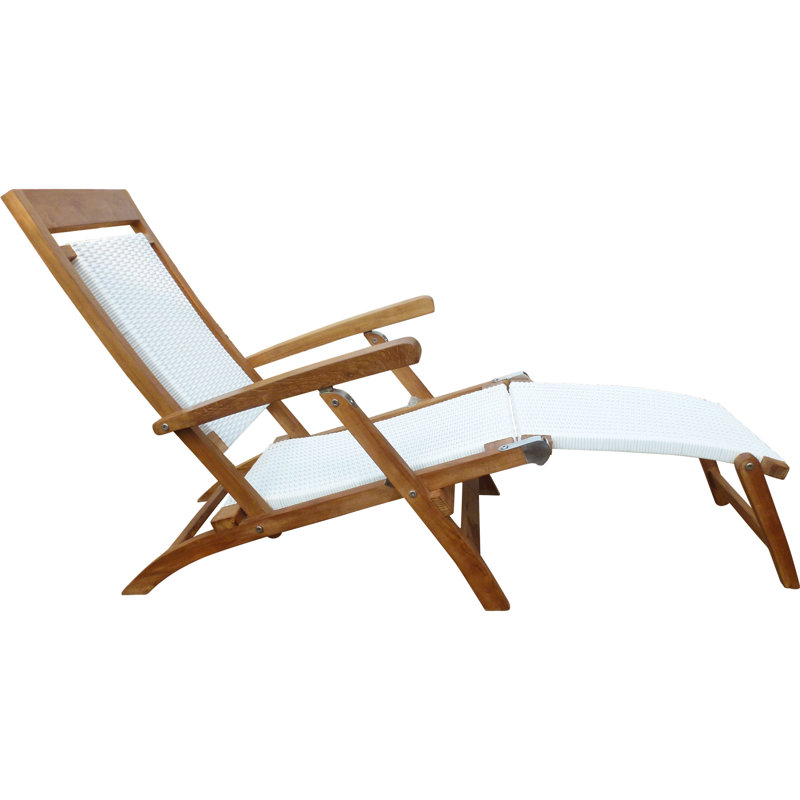 Narmada Outdoor Teak Chaise Lounge, White