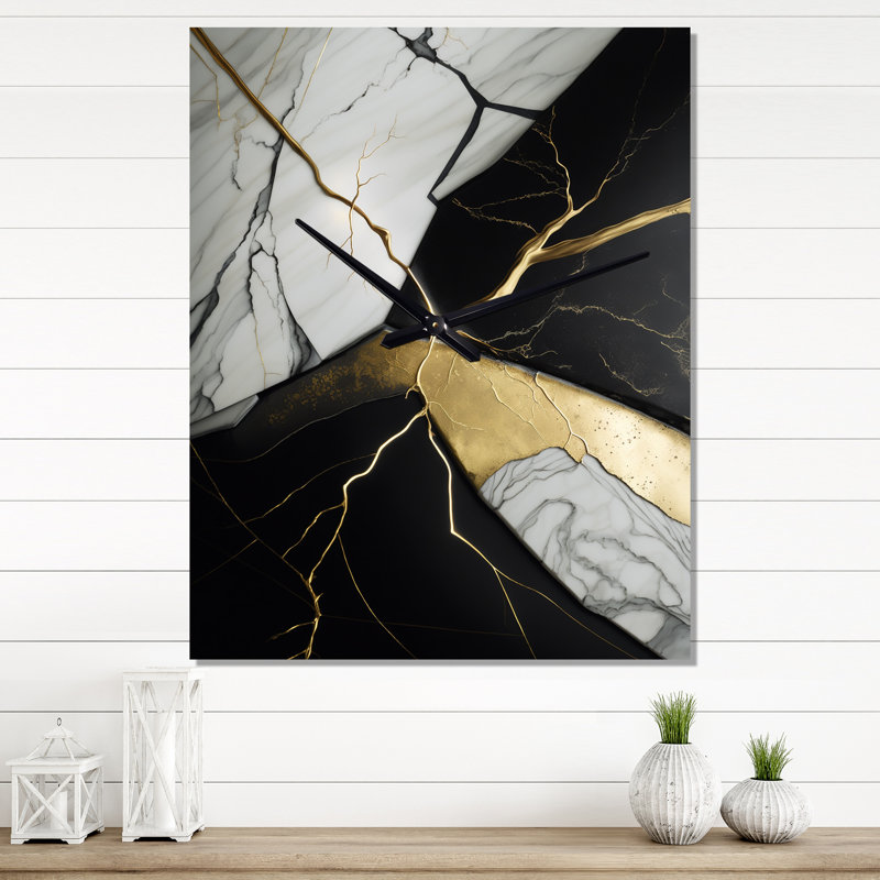 Abstract Geode IV - Horloges murales abstraites en marbre, H 28 po x l 12 po x P 1 po