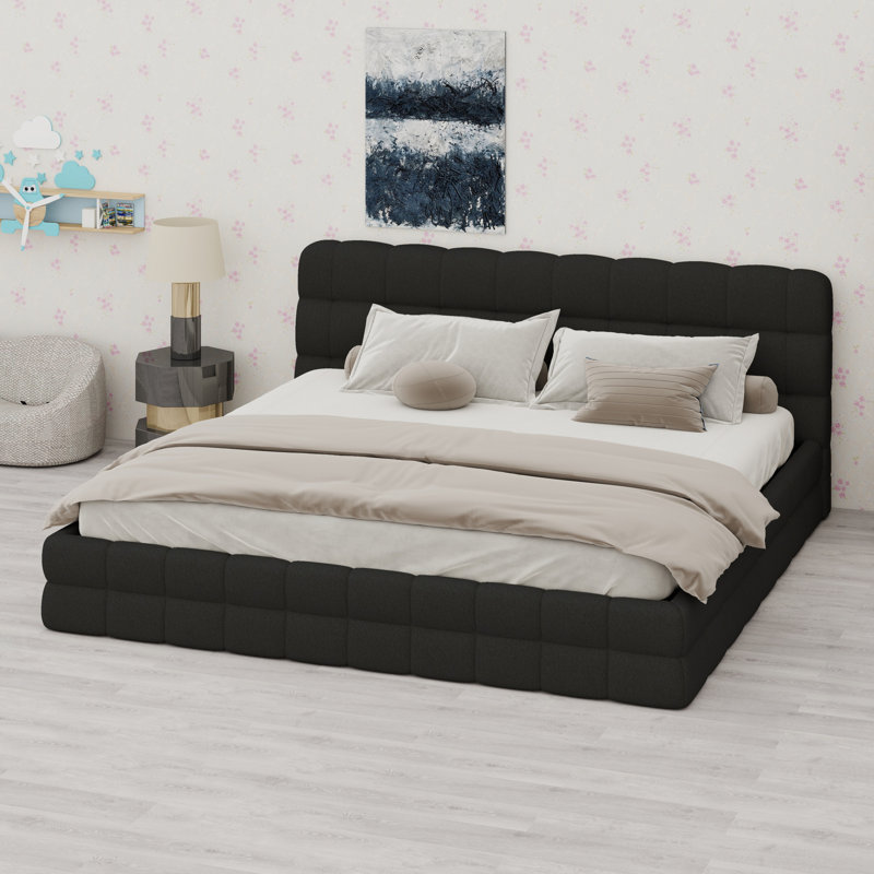 Lit plateforme tapissier Contemporary, Noir