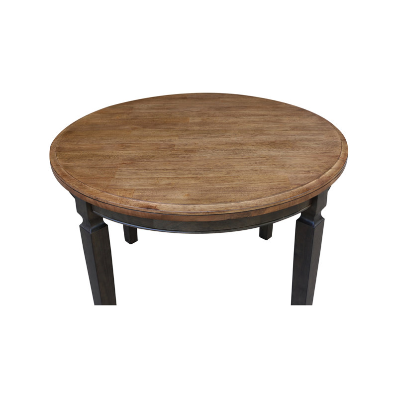 Patridge Round Solid Wood Dining Table, Washed Coal