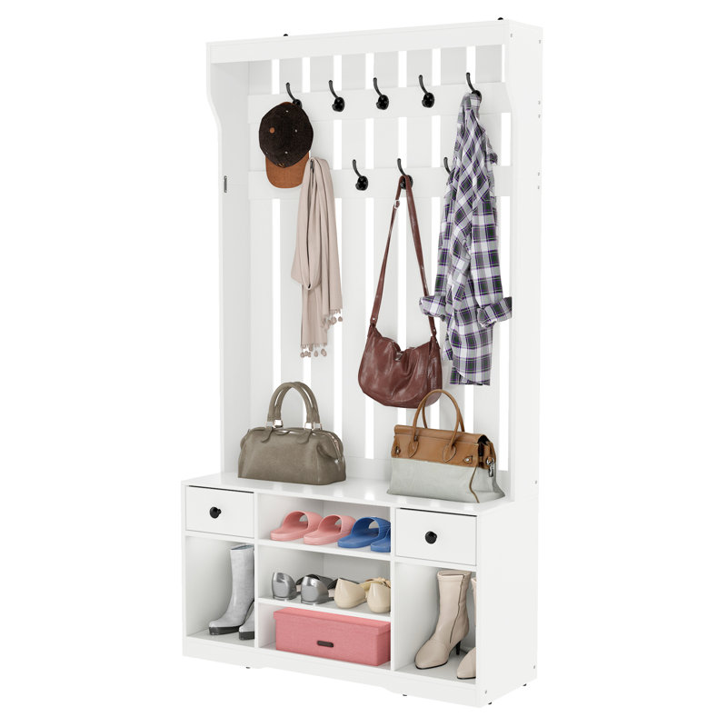 Hall Tree 100cm Wide with Bench and Shoe Storage