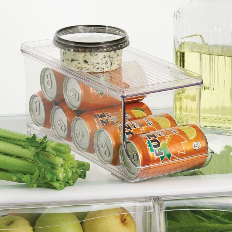 Clear Plastic Stackable Beverage Can Organizer with Removable Lid