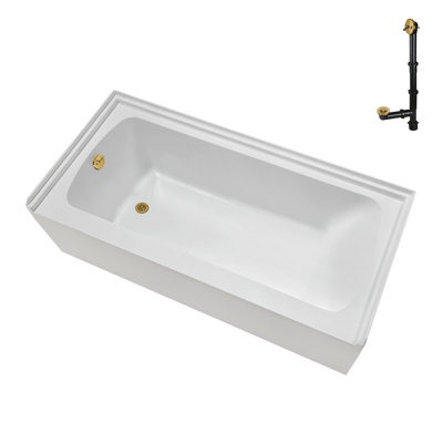 Streamline 60 in. x 30 in. Acrylic Left-Hand Drain Alcove Bathtub in Glossy White With External Drain