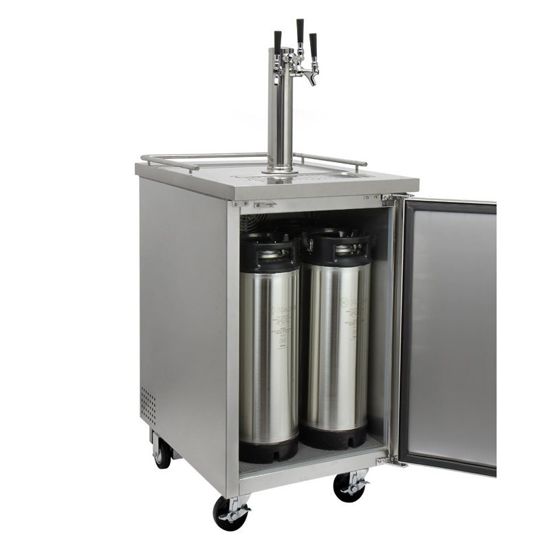 Kegco 8.2 Cubic Feet Triple Tap Freestanding Kegerator with Door Lock and, Stainless Steel