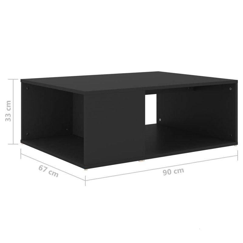 Table basse simple avec rangement en bois manufacturé Ampelius, Noir