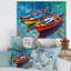 Trois bateaux dans le port - Peinture sur toile-59282290-59365460