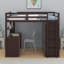 Lit mezzanine simple avec bureau, tiroirs et garde-robe-783557264