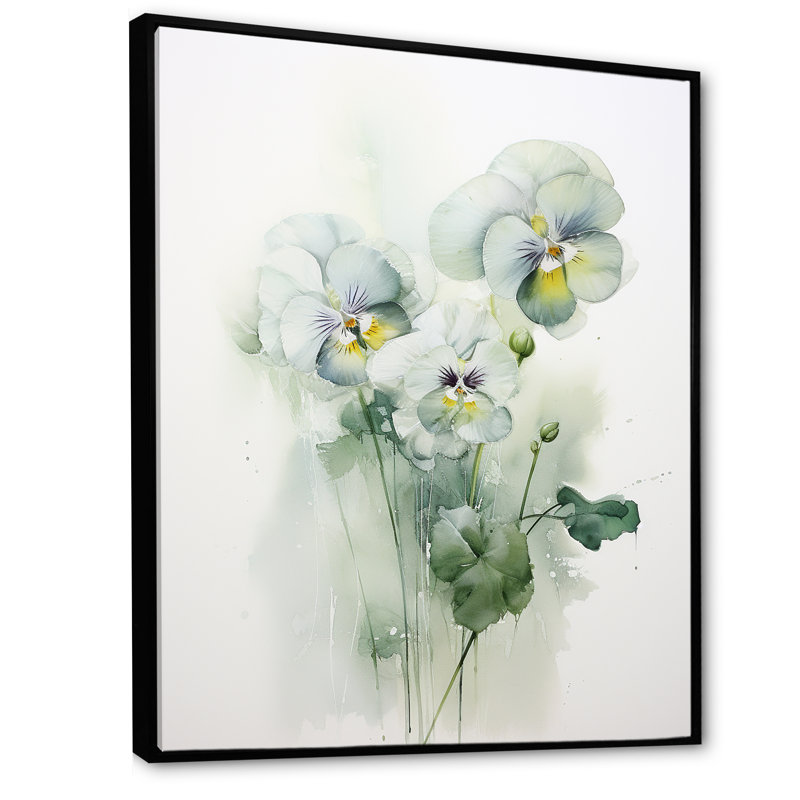 Bouquet de pensées Green Blossum Harmony, Cadre flottant noir, H 40 po x l 30 po x P 1,5 po