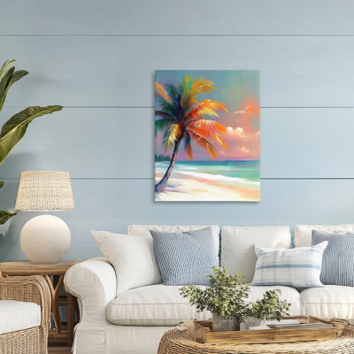 Sunset Kissed Palm Tree Canvas, design by LSR Design Studio