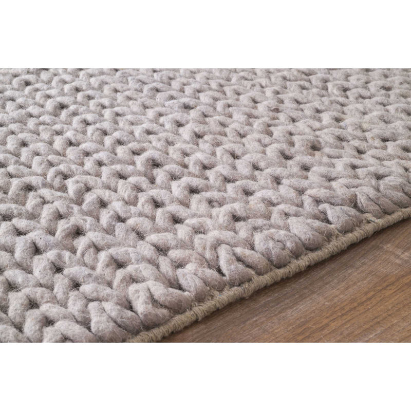 Makenzie Solid Colour Wool Hand Woven Area Rug, Rectangle 91 x 152cm