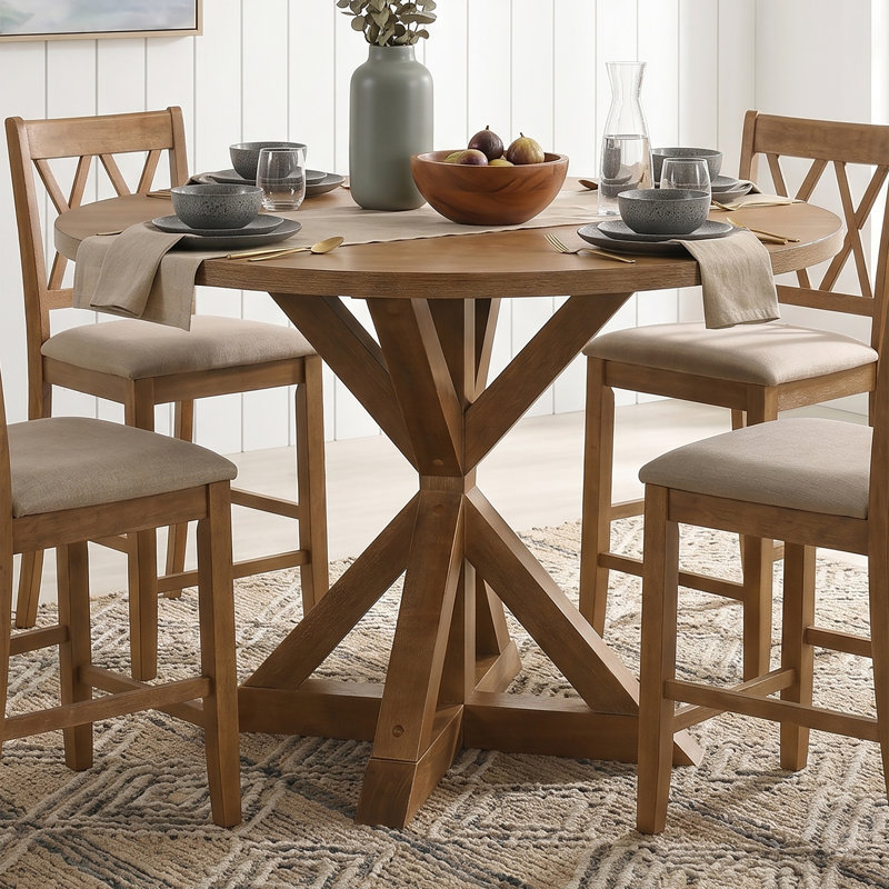 Table de salle à manger Ebbert, Table de salle à manger à hauteur de comptoir, Cottage Oak