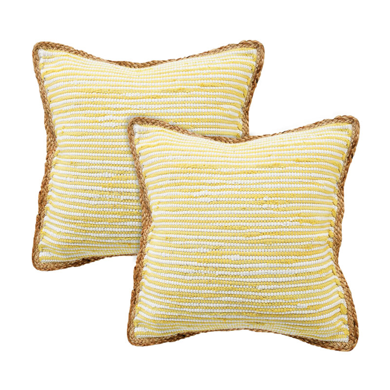 Riley Fringed Throw Pillow, Yellow