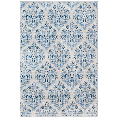 Chesterfeld Ikat Cream/Blue Area Rug