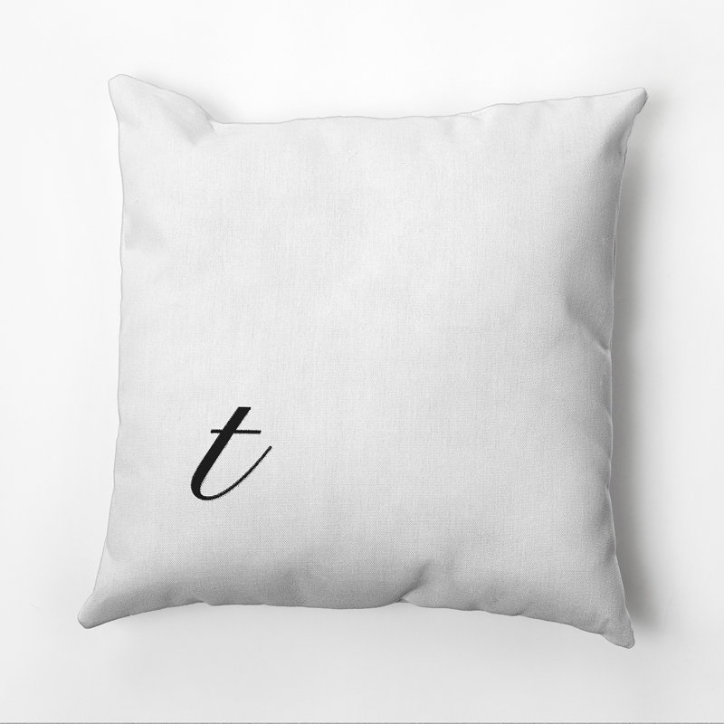 Monogram Design Collection Reversible Throw Pillow, 16"x16", Black, T