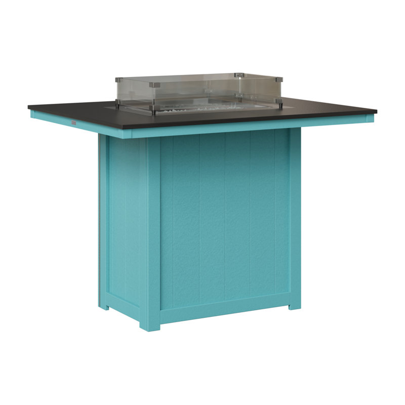 Foyer de table berlinois Donoma, H 39 po x l 41 po x P 54 po, Plateau martelé noir avec base bleu Aruba