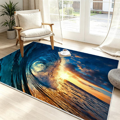 Tapis d'intérieur lavable transparent à l'eau Ocean Sunset Wave