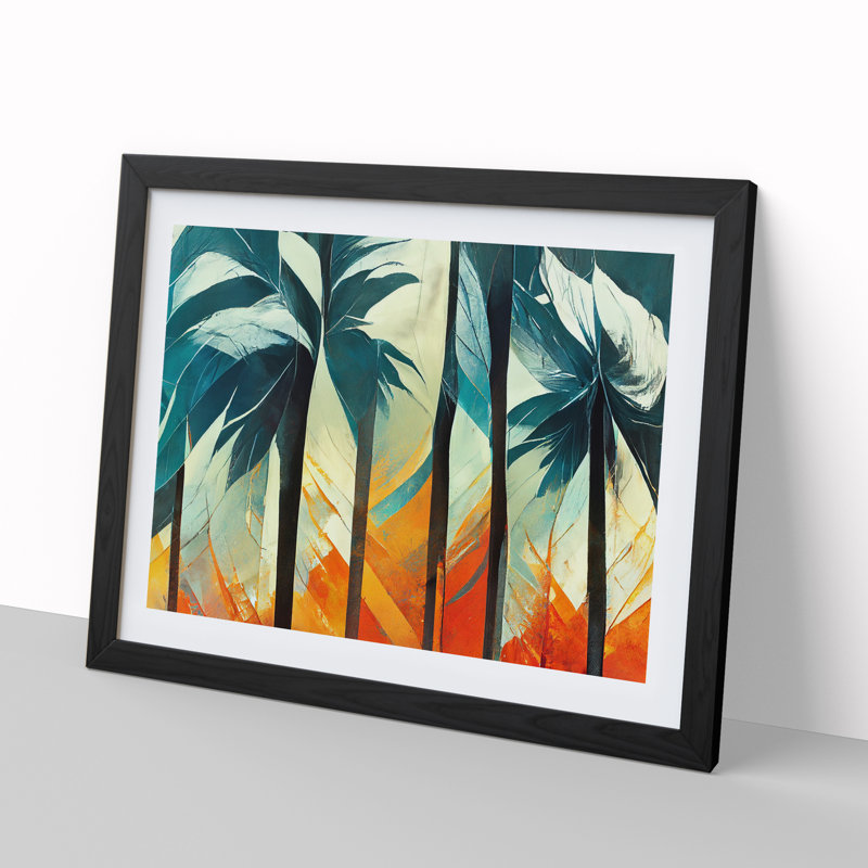 XH1022-6753X Palm Tree Art Vol.1 1 Piece Single Picture Frame Painting, 46cm H x 64cm W x 2cm D, Black Framed