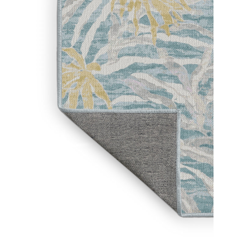 Machine Washable Blue Area Rug, Rectangle 5' x 7'