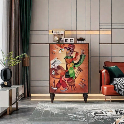 Elegant Storage Cabinet with Walnut Frame
