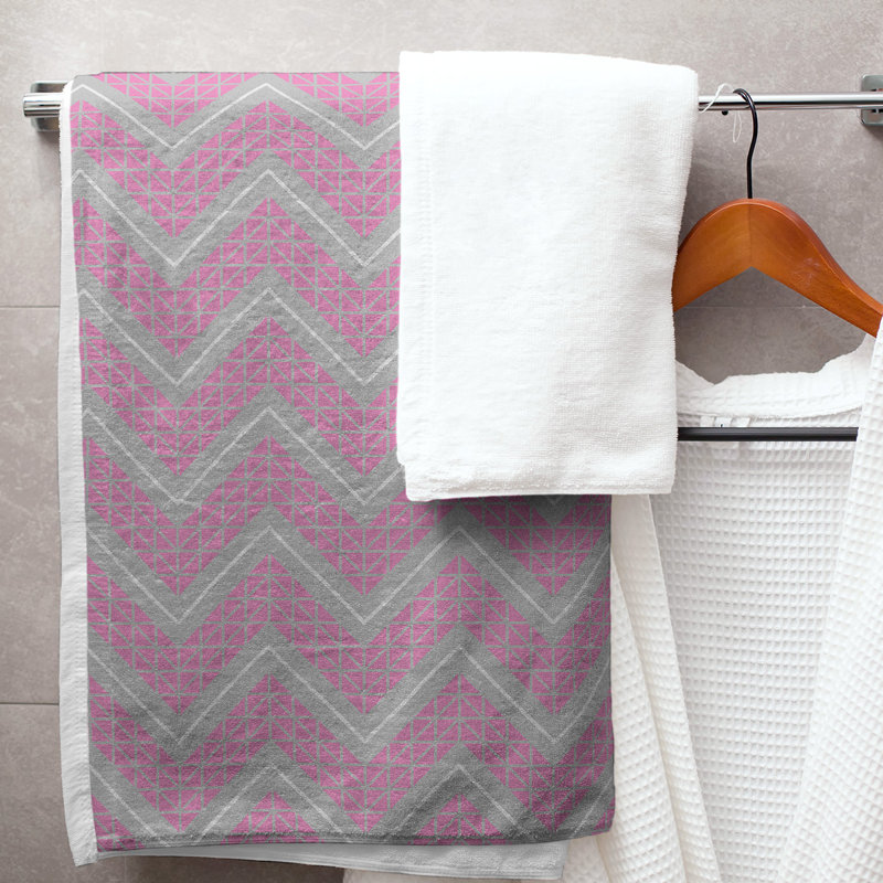 Stephenie Bath Towel, Light Pink/Light Gray