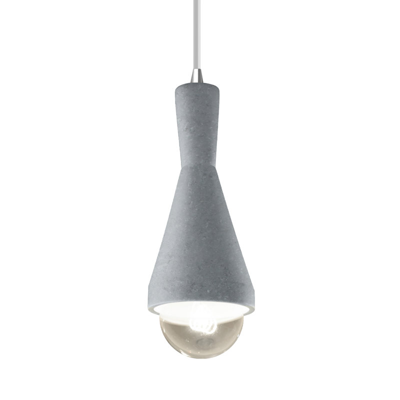 Luminaire suspendu 1 lumière avec détails en métal Breeona, Marbre agate / chrome poli, Béton
