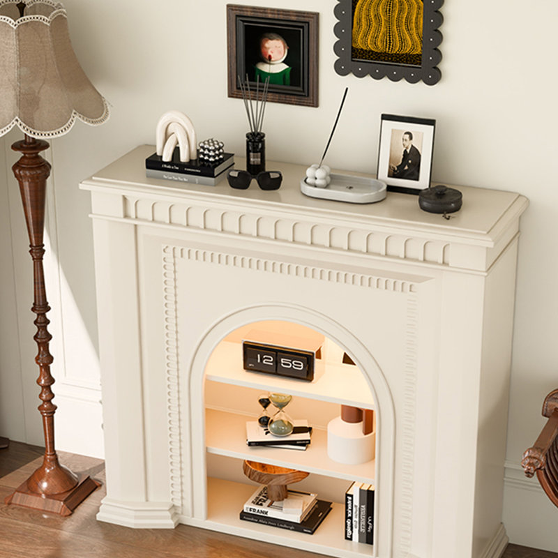 White Manufactured Wood Electric Fireplace, 39.37" H x 39.37" W x 12.6" D