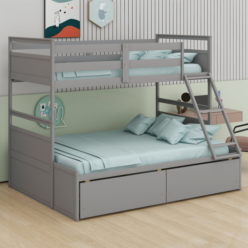 Bunk Bed With Drawers, Gray