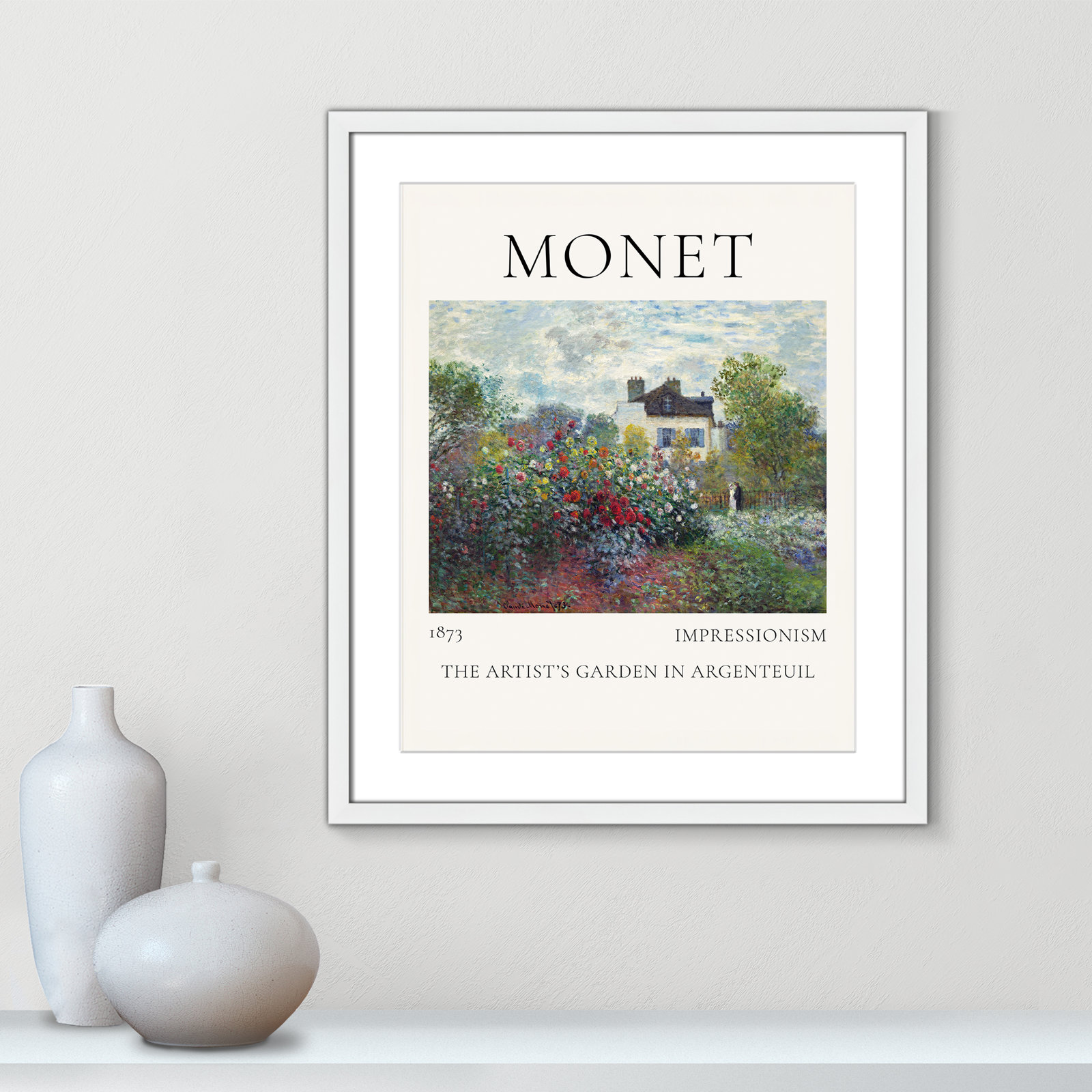 Artists Garden in Argenteuil Print by Claude Monet, Yes, 25.5" H x 21.5" W x 1.25" D, White Single Picture Frame