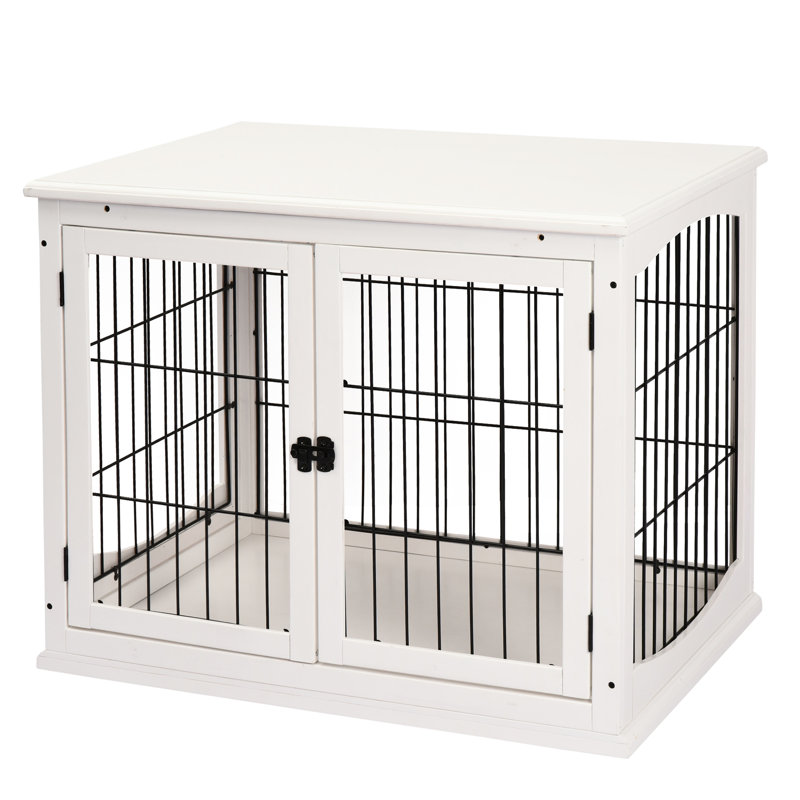 Petite table de bout pour cage de chien, 2 côtés verrouillables, pour chenil de chiot d'intérieur