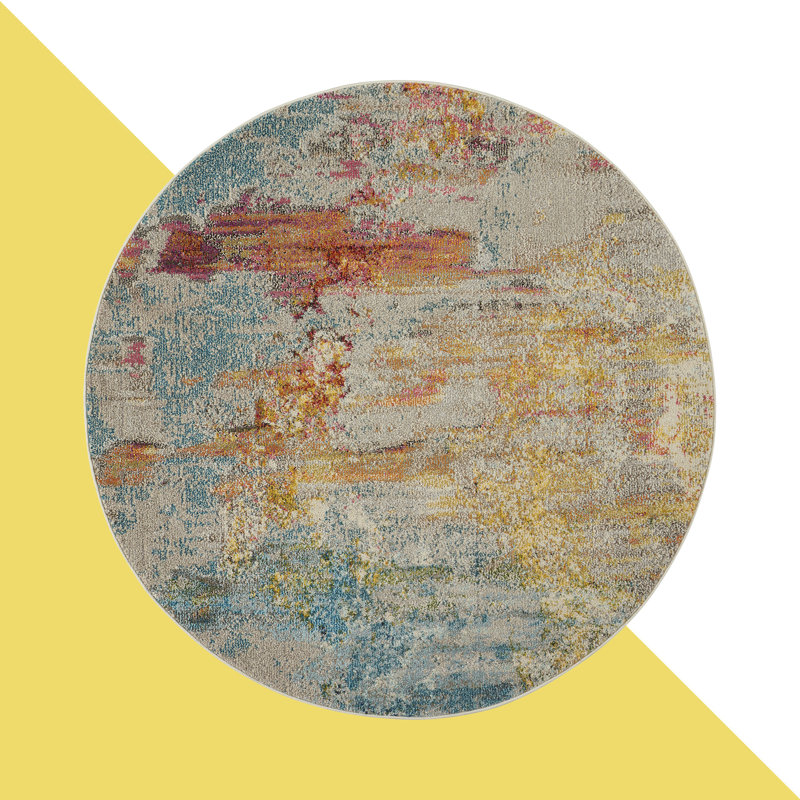 Bourgeois Abstract Synthetic Area Rug, Round 122cm