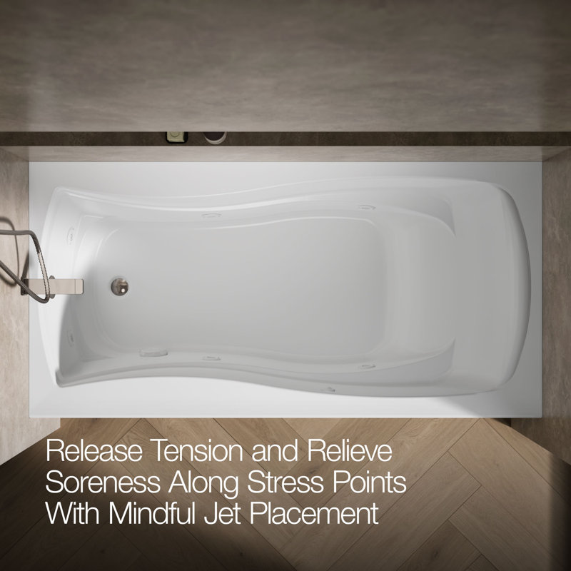 Mariposa® 72" x 36" Whirlpool Bathtub, Left, White