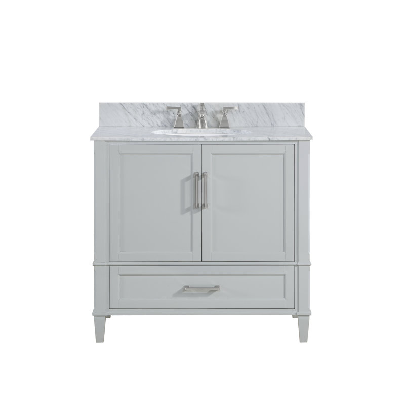 Montauk 36'' W Single Vanity, Morning Fog Gray, White Granite