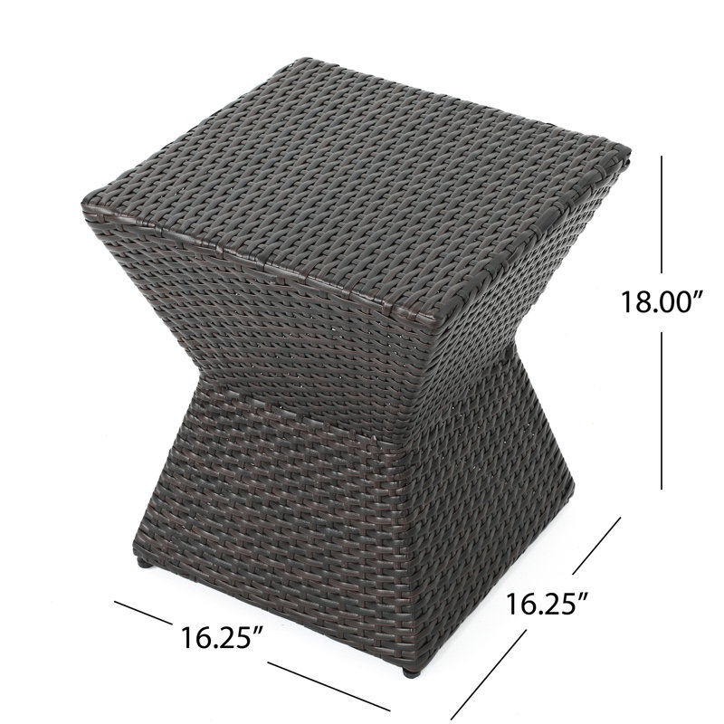 Table d'appoint de 40 cm (16 pouces), couleur brun, idéale pour le bord de la piscine, hauteur de 45 cm (18 pouces) sur une terrasse.