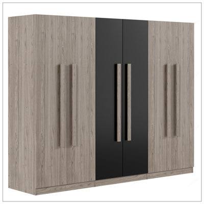 Armoire polyvalente en bois avec plusieurs options de rangement pour une chambre à coucher organisée et élégante