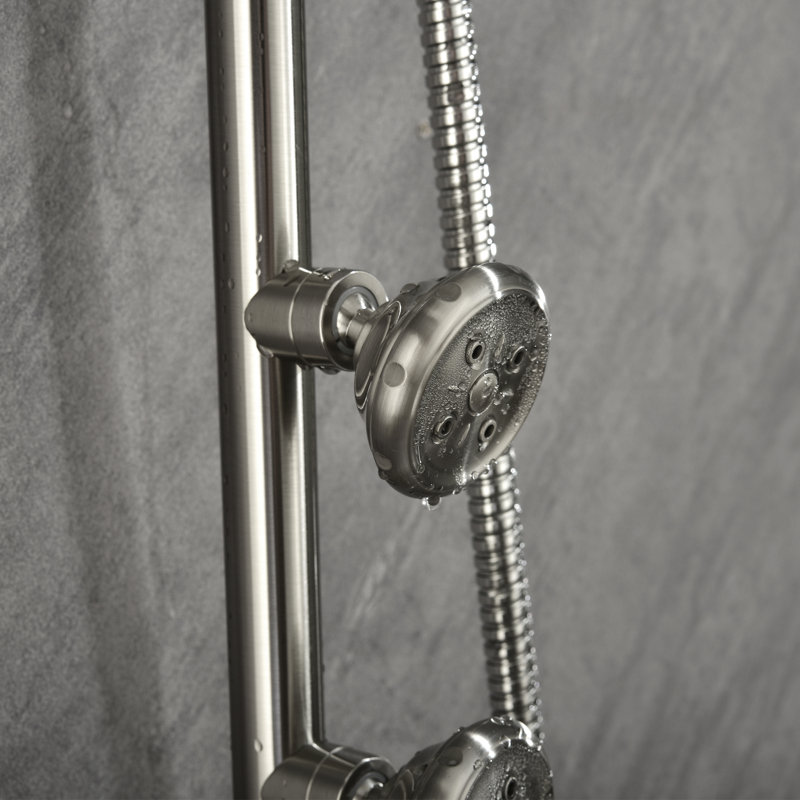 Brushed Nickel Adjustable Height Wall Mounted Shower System