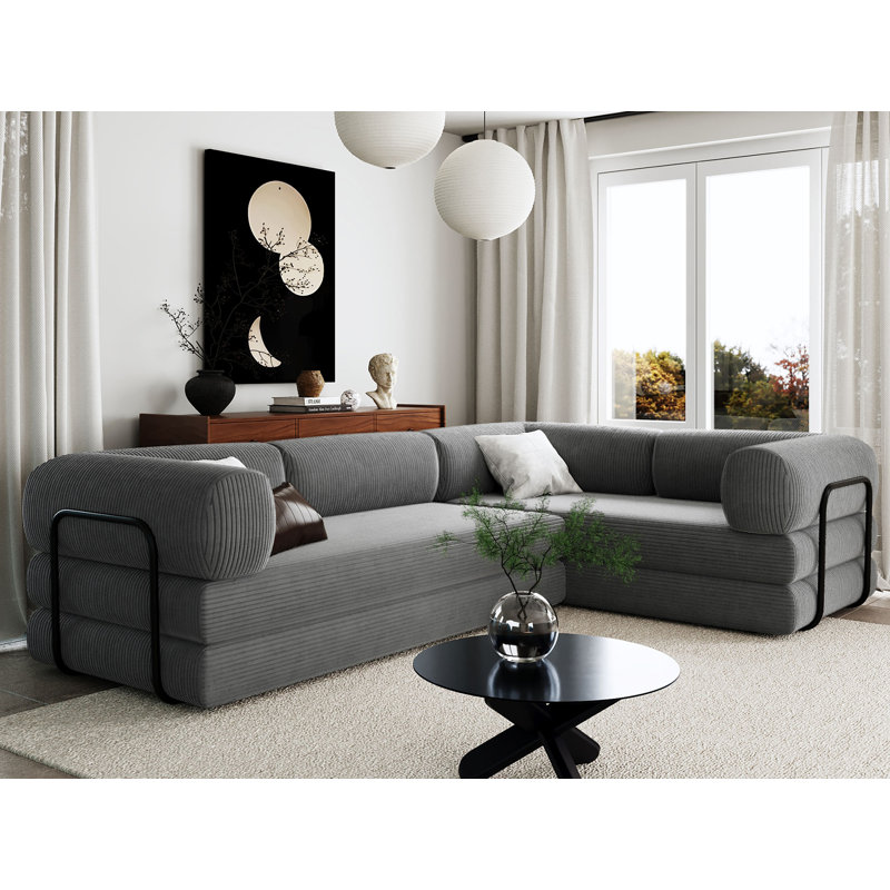 Canapé-lit modulaire surdimensionné de 116 po, Gris