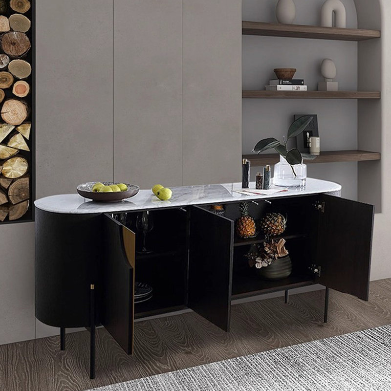 Armoire de rangement minimaliste italienne, H 31,5 po x l 70,87 po x P 17,72 po
