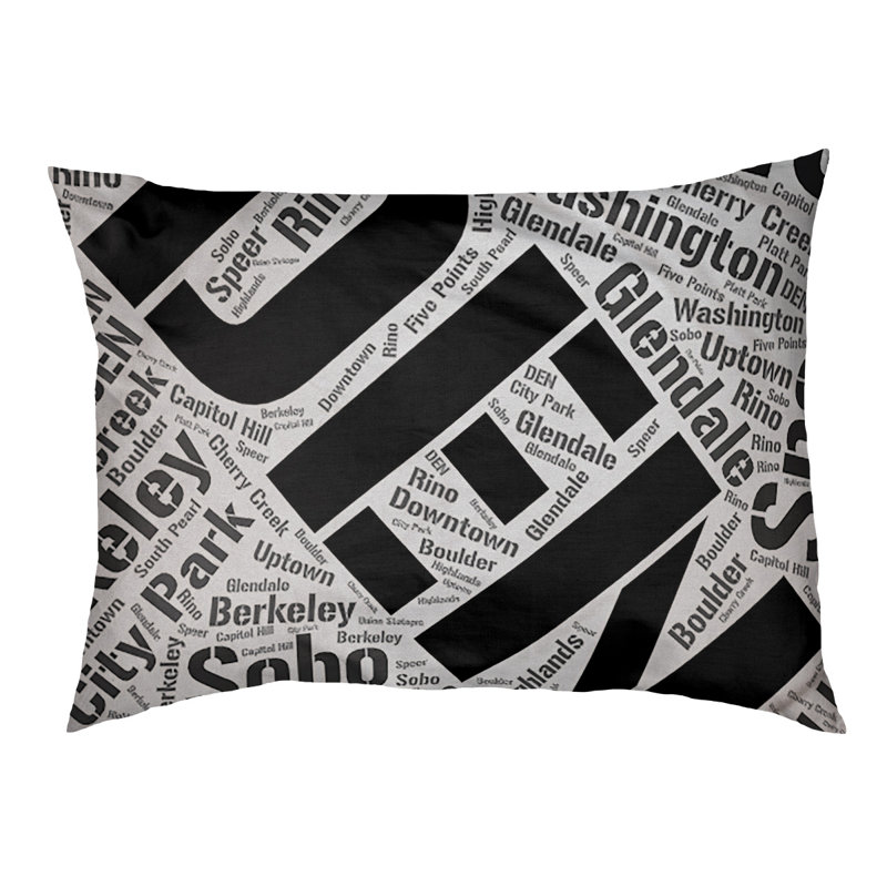 Coussin de chien « districts », Noir, Grand (l 40 po x P 30 po x H 14 po), Denver